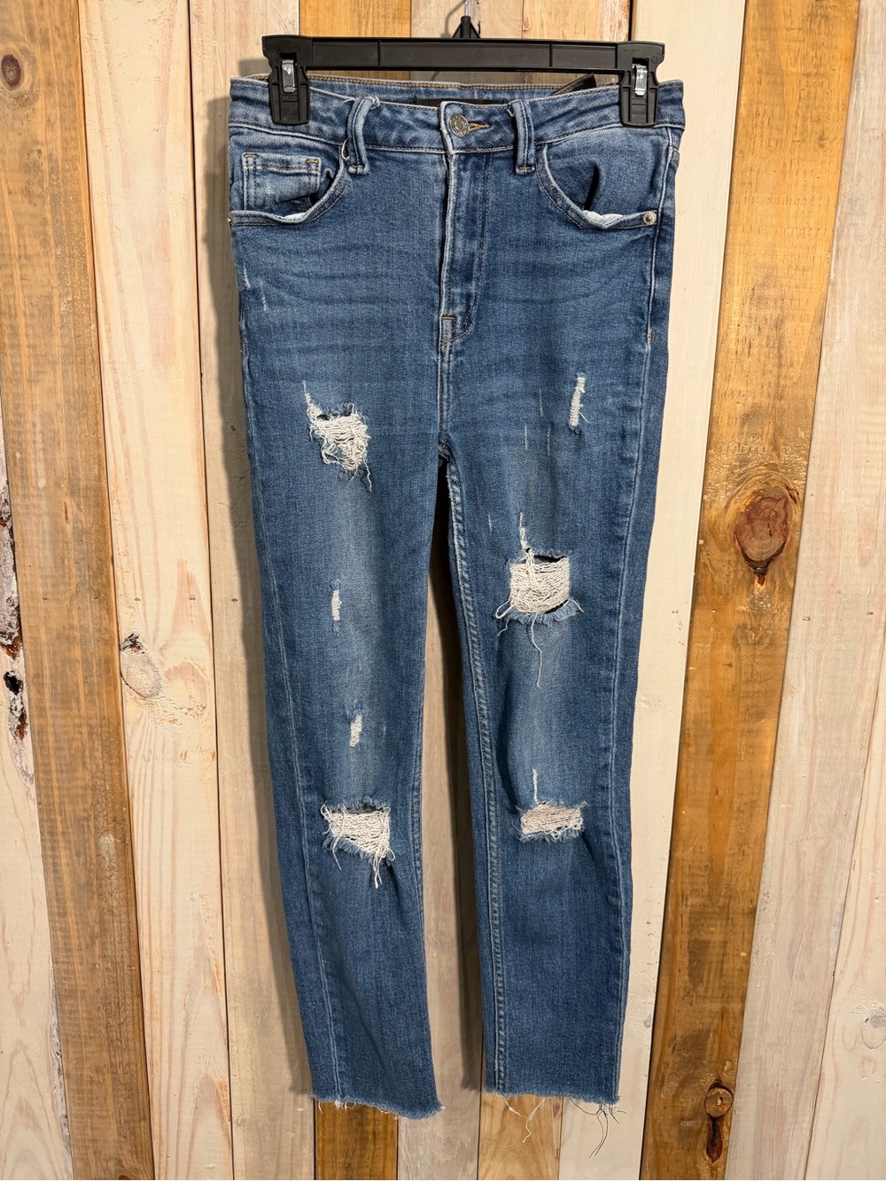 Risen Women's Distressed High-Rise Skinny Jeans in Blue